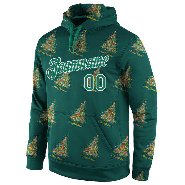 Custom Stitched Kelly Green Kelly Green-White Christmas 3D Sports Pullover Sweatshirt Hoodie