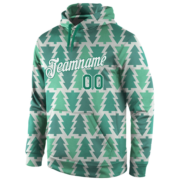 Custom Stitched Kelly Green Kelly Green-White Christmas 3D Sports Pullover Sweatshirt Hoodie