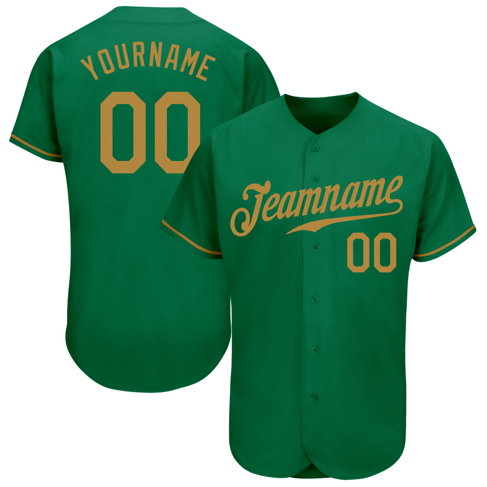 Custom Kelly Green Old Gold Authentic Baseball Jersey