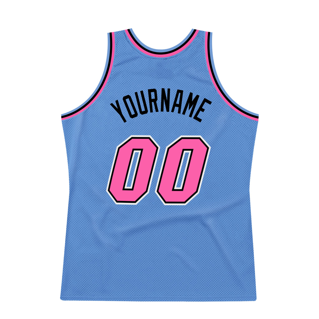 Custom Pink Light Blue-Black Authentic City Edition Basketball