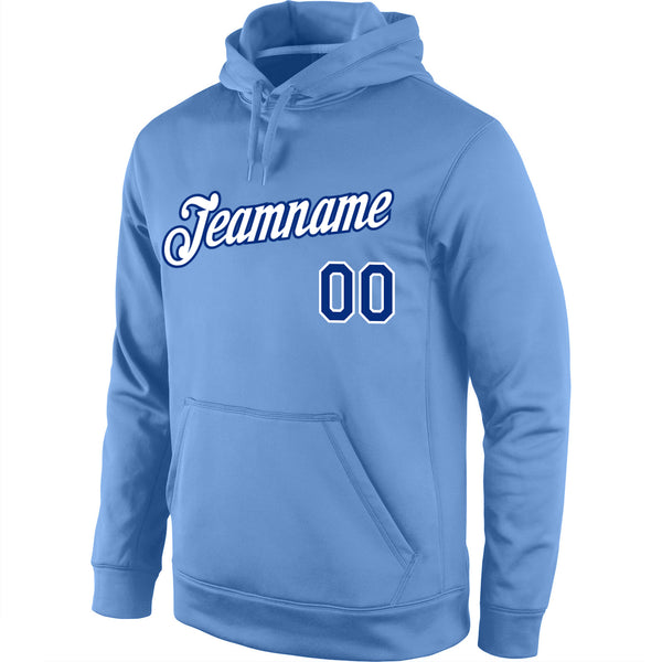 Custom Stitched Light Blue White-Royal Sports Pullover Sweatshirt Hoodie