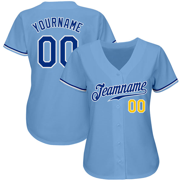 Custom Light Blue Royal-Gold Authentic Baseball Jersey