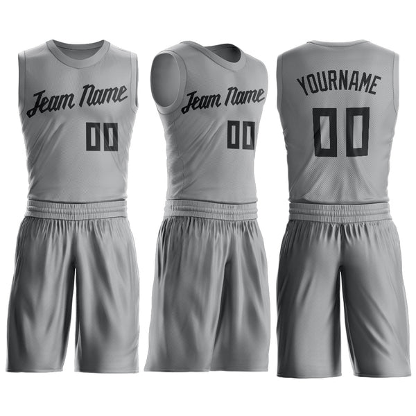 Custom Gray Black Round Neck Suit Basketball Jersey