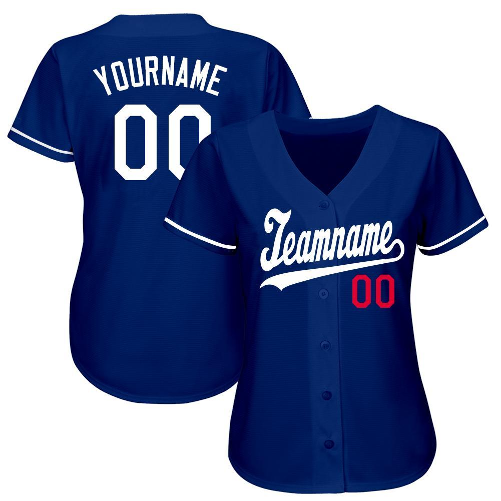Custom Royal White-Red Softball Jersey
