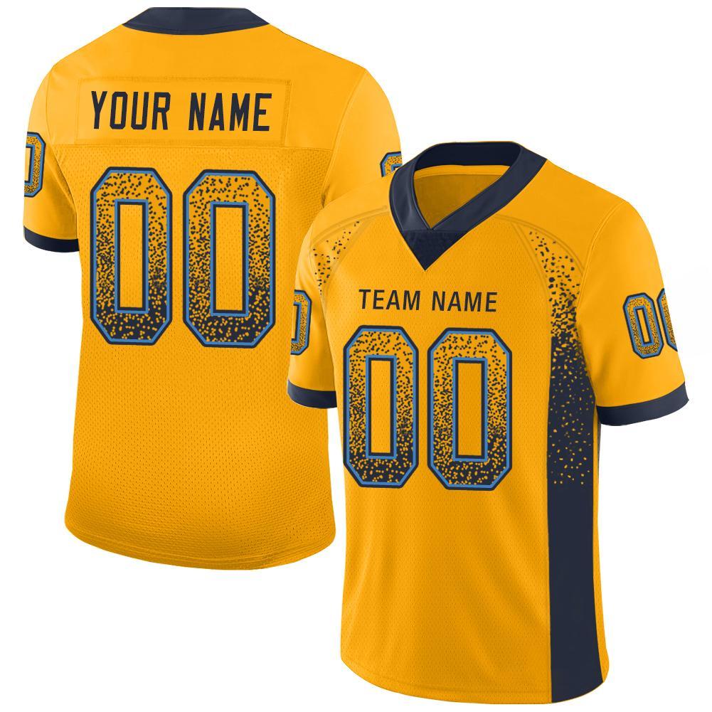 Custom Gold Navy-Powder Blue Drift Fashion Football Jersey
