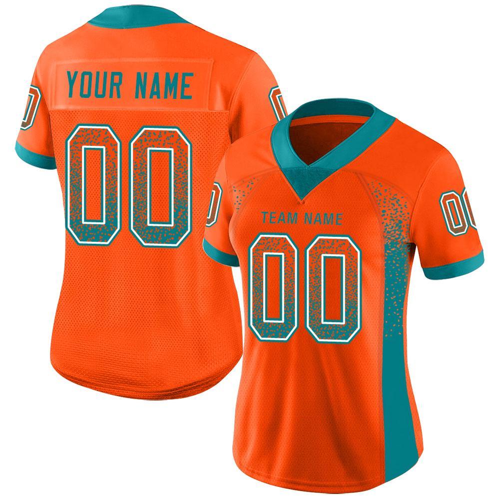Custom Orange Aqua-White Drift Fashion Football Jersey