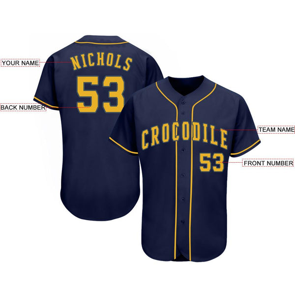 Custom Navy Gold Softball Jersey