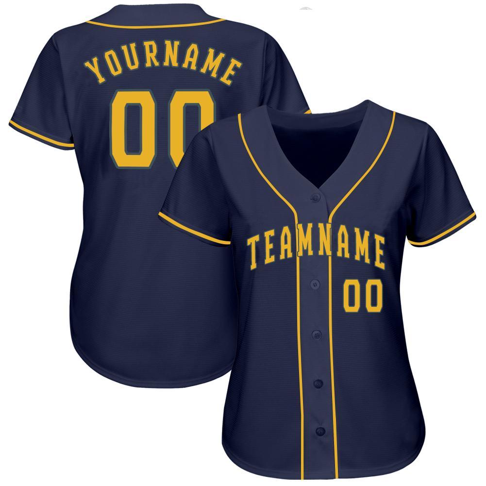 Custom Navy Gold Softball Jersey