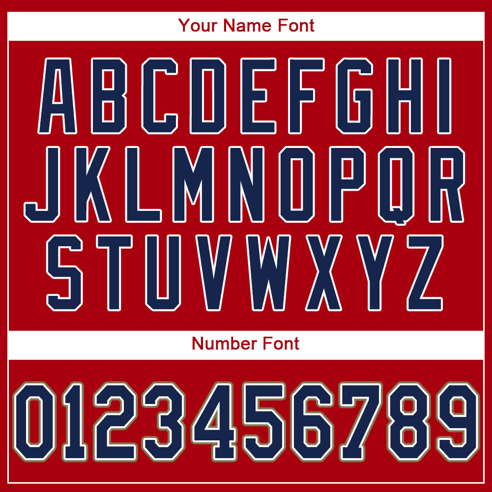 Custom Red Navy-Old Gold Baseball Jersey