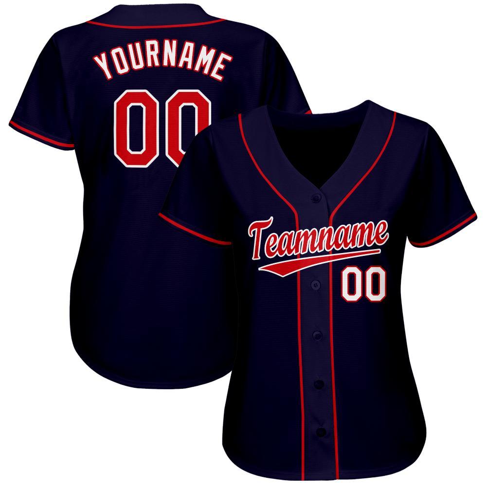 Custom Navy Red-White Softball Jersey