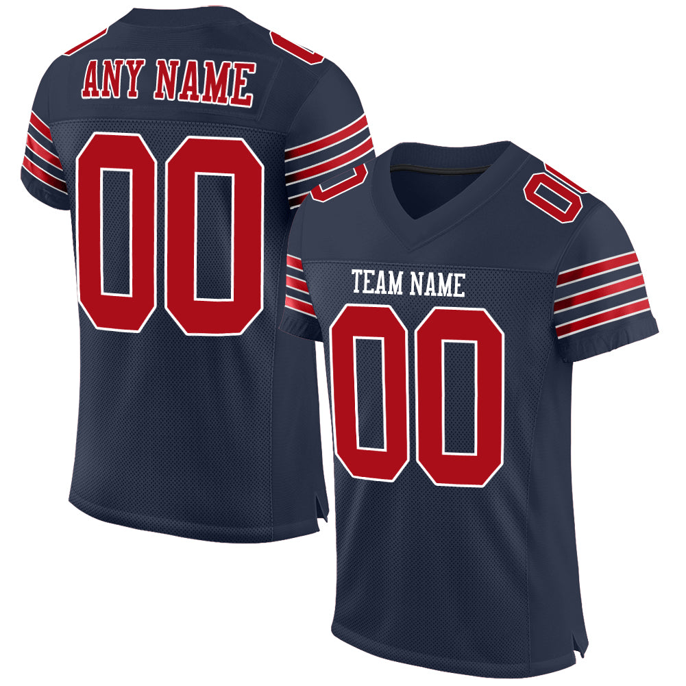 Custom Team White Basketball Authentic Red Throwback Jersey Navy
