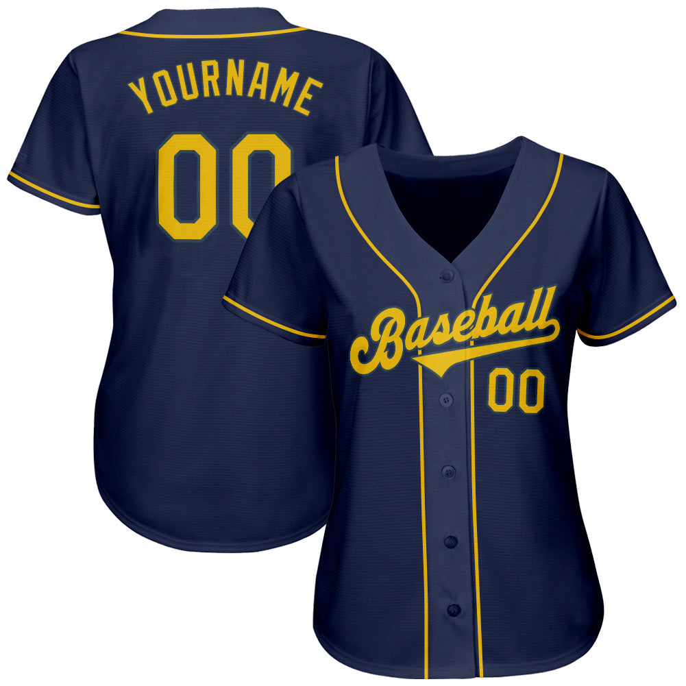 Custom Navy Gold Authentic Softball Jersey