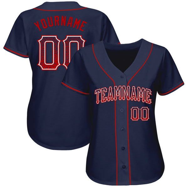 Custom Navy Red-White Authentic Drift Fashion Baseball Jersey