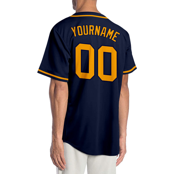 Custom Navy Gold Authentic Baseball Jersey