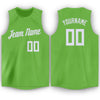 Custom Neon Green White Round Neck Basketball Jersey