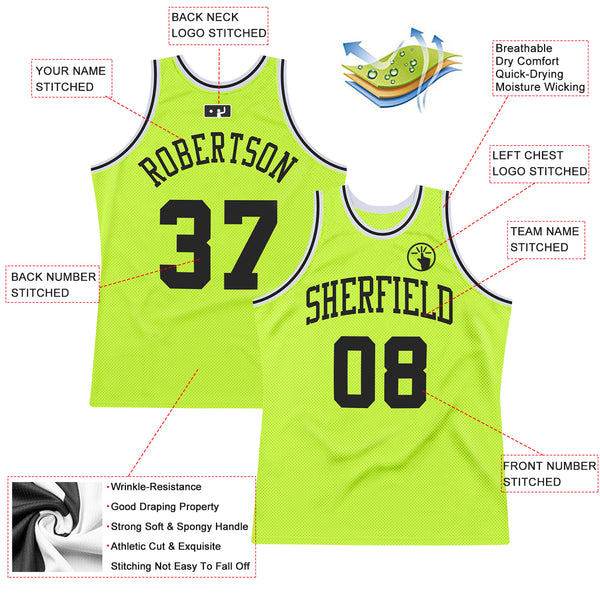 Design Team Basketball White Navy Authentic Throwback Neon Green