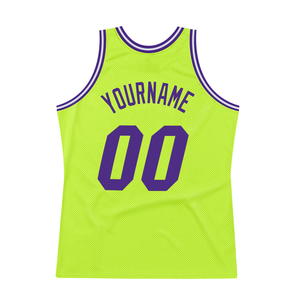 FIITG Custom Basketball Jersey Neon Green Purple-White Authentic Throwback