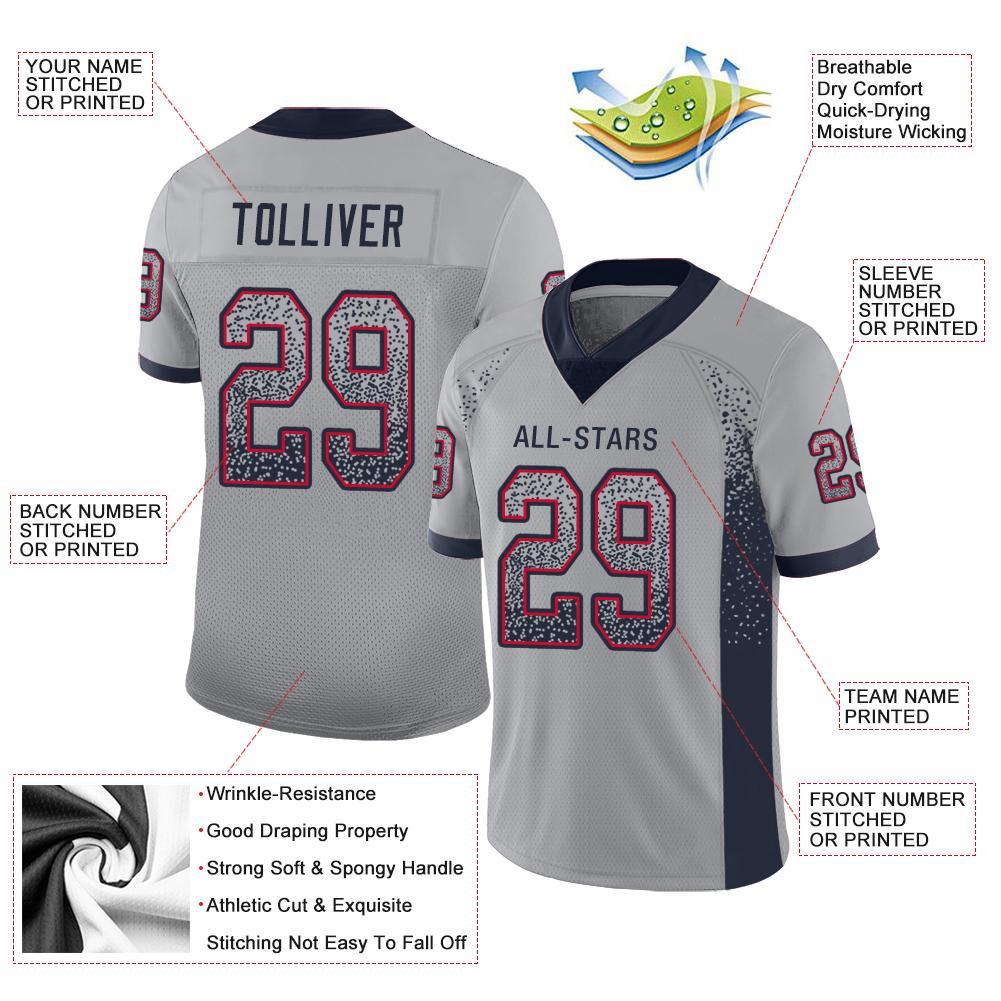 Custom Light Gray Navy-Scarlet Drift Fashion Football Jersey