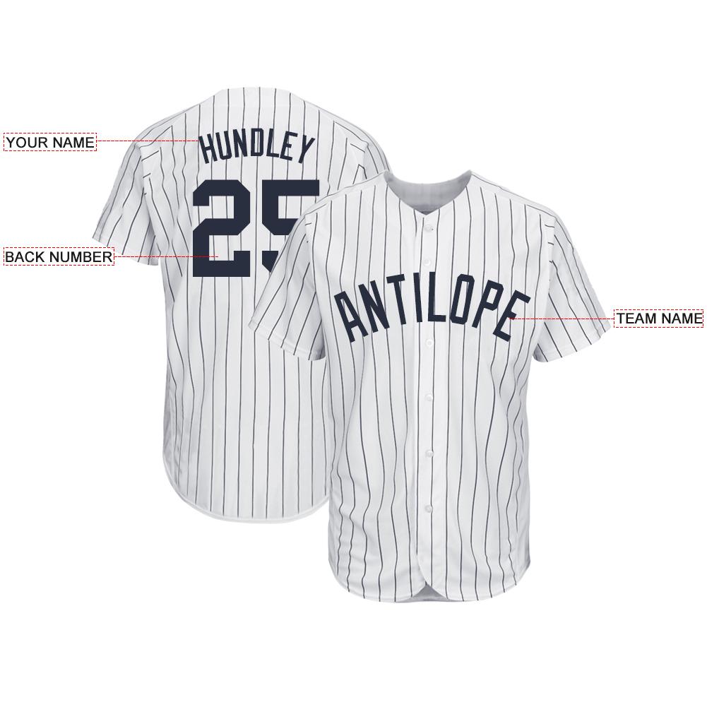 Custom White Navy Pinstripe Navy Baseball Jersey – Fiitg