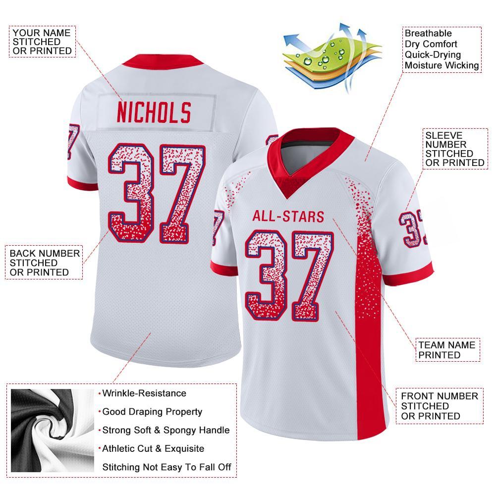 Custom White Scarlet-Royal Drift Fashion Football Jersey