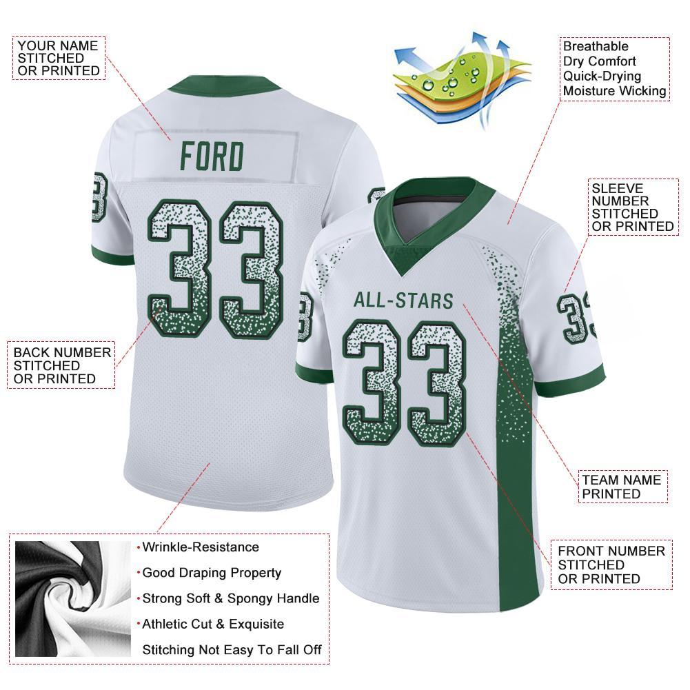 Custom White Grass Green-Black Drift Fashion Football Jersey