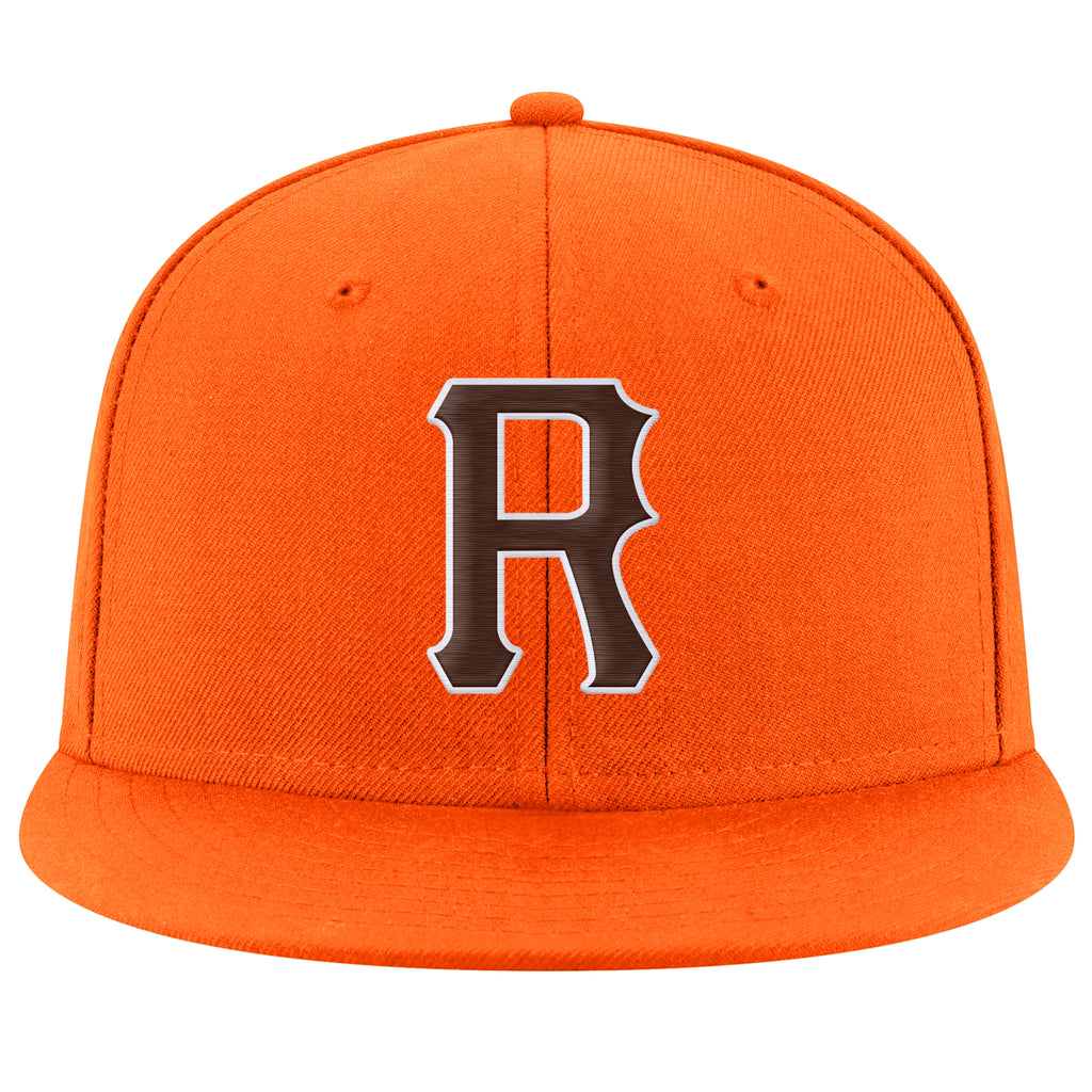 Custom Orange Brown-White Stitched Adjustable Snapback Hat