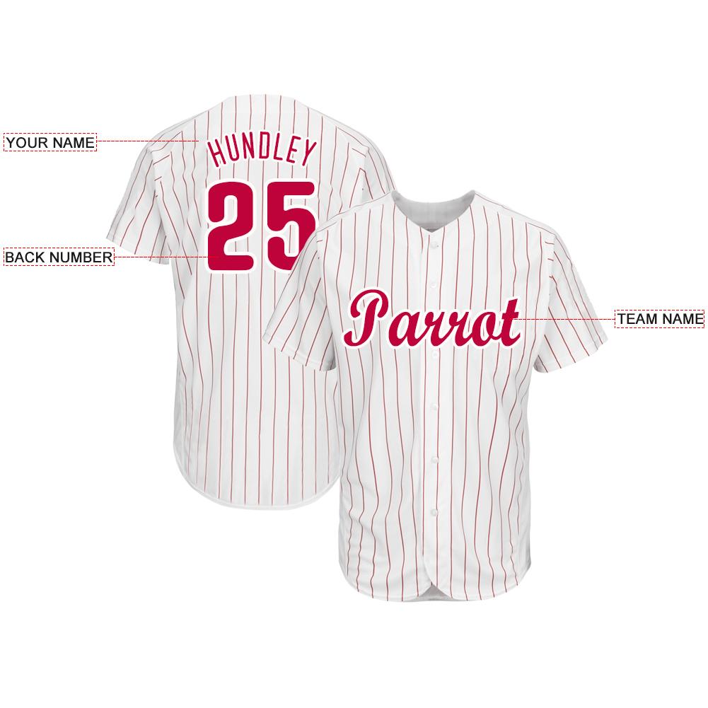 Custom White Red Pinstripe RedWhite Baseball Jersey Fiitg