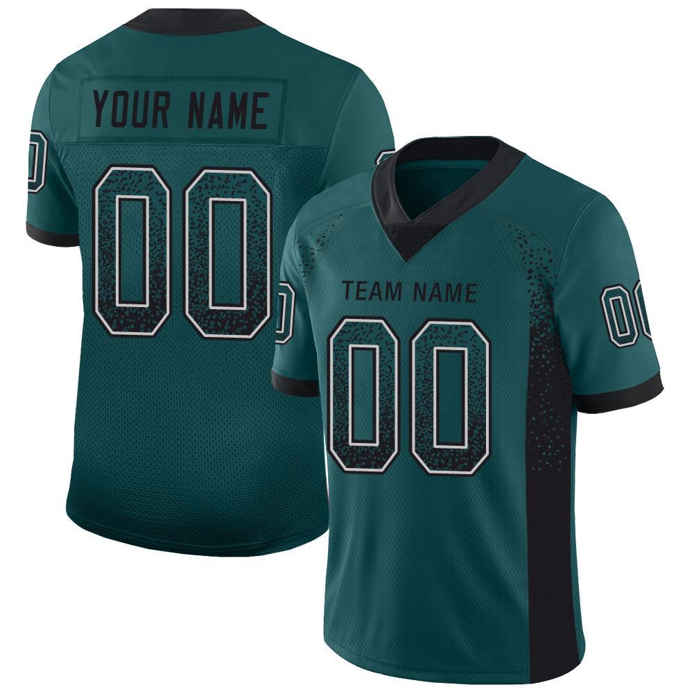 Custom Midnight Green Black-White Mesh Drift Fashion Football Jersey