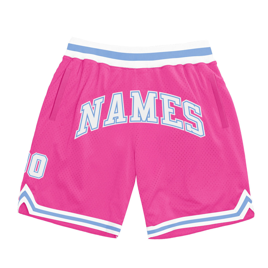 FIITG Custom Basketball Shorts Black Light Blue-Pink Authentic Throwback