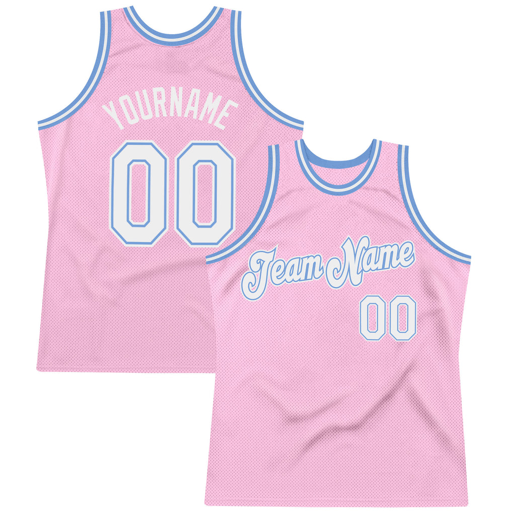 Custom Light Pink White-Light Blue Authentic Throwback Basketball Jersey  Free Shipping – Fiitg