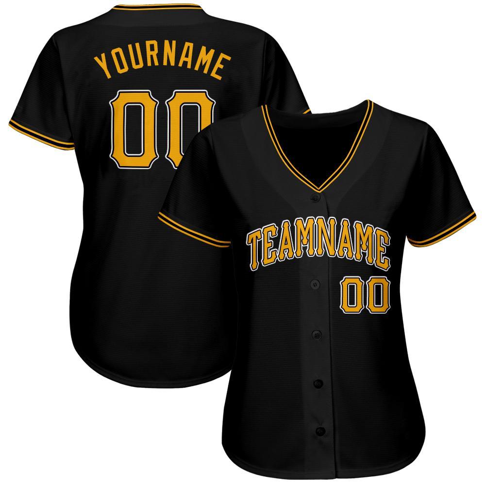 Custom Black Gold-White Softball Jersey