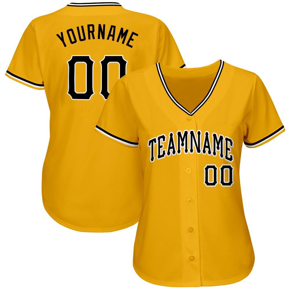 Custom Gold Black-White Softball Jersey