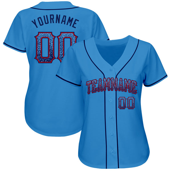 Custom Powder Blue Navy-Red Authentic Drift Fashion Baseball Jersey