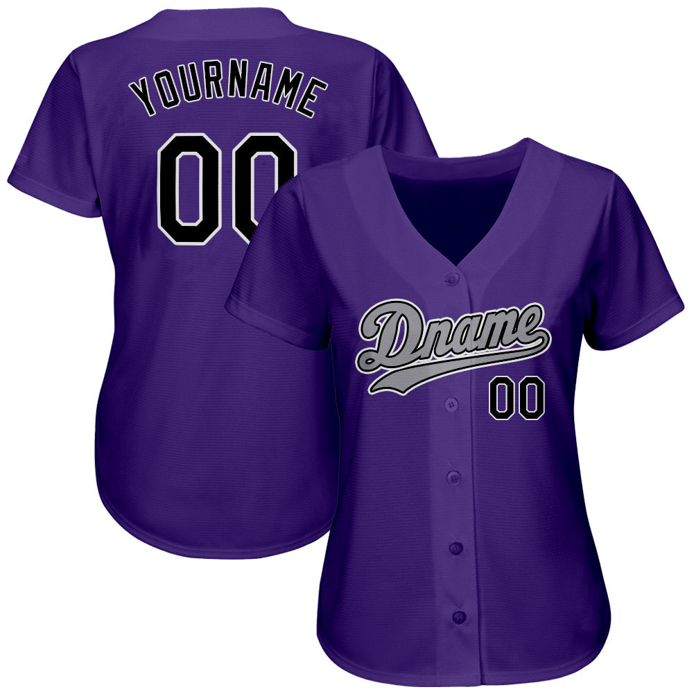 Custom Purple Black-Gray Authentic Softball Jersey
