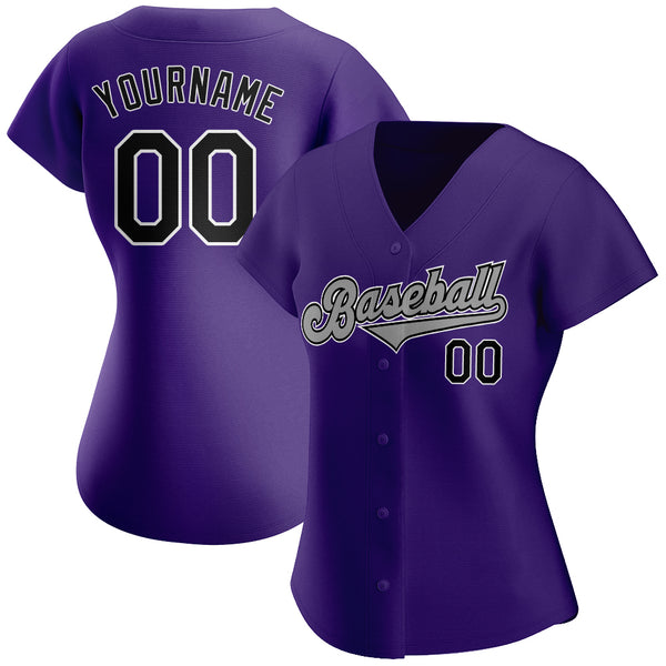 Custom Purple Black-Gray Authentic Baseball Jersey