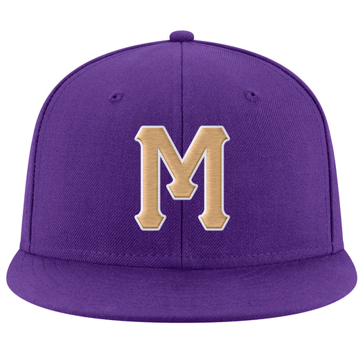 Custom Purple Old Gold-White Stitched Adjustable Snapback Hat