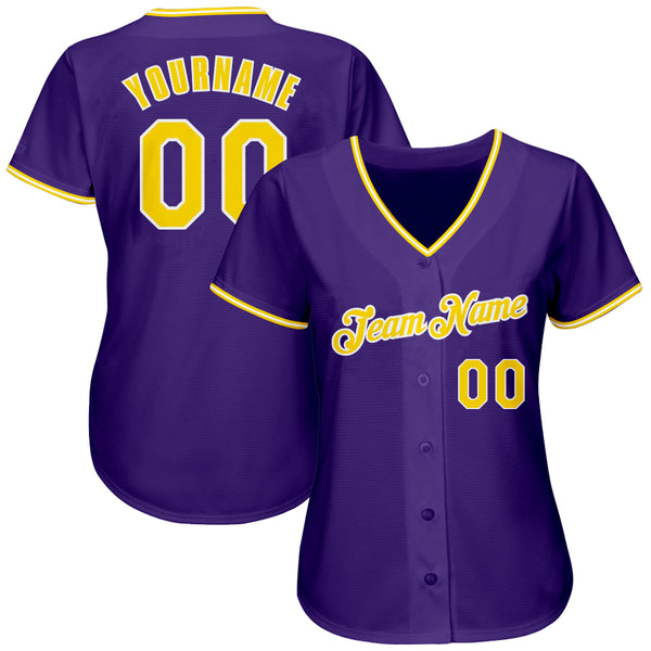 Custom Purple Gold-White Authentic Baseball Jersey