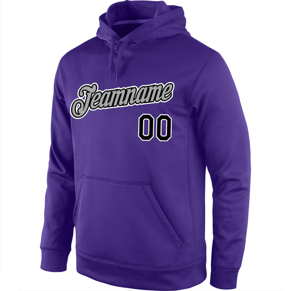 Custom Stitched Purple Black-Gray Sports Pullover Sweatshirt Hoodie