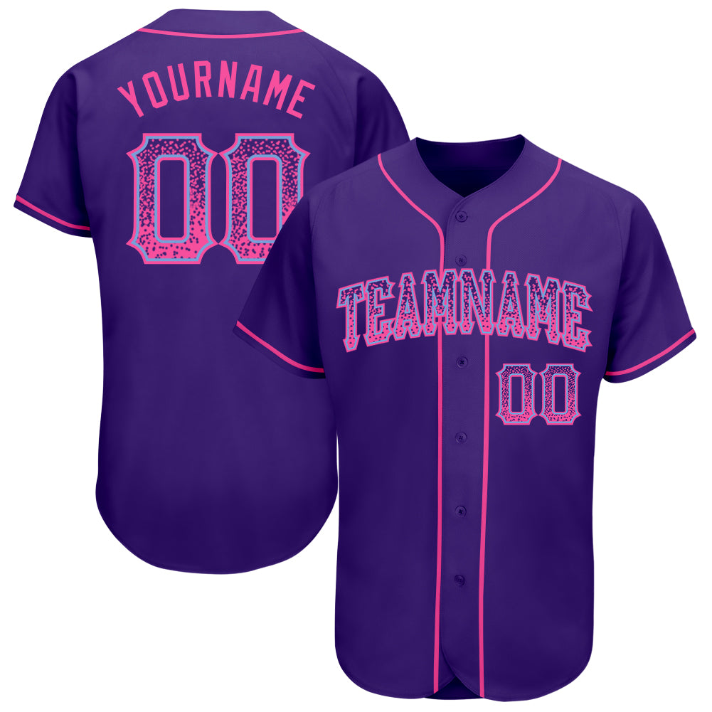 Custom Purple Pink-Light Blue Authentic Drift Fashion Baseball Jersey