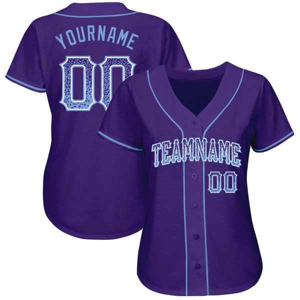 Custom Purple Light Blue-White Authentic Drift Fashion Baseball Jersey