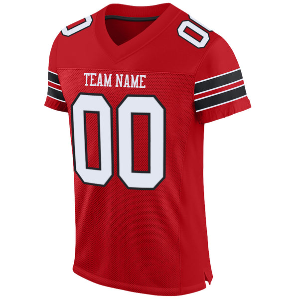 Custom Red White-Black Mesh Authentic Football Jersey