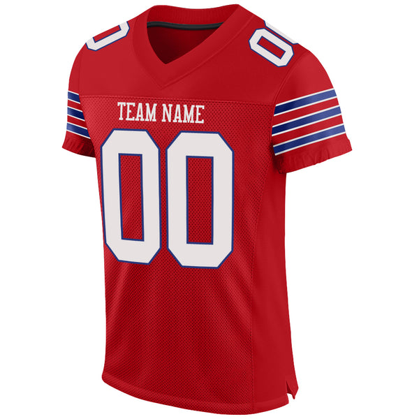 Custom Red White-Royal Mesh Authentic Football Jersey