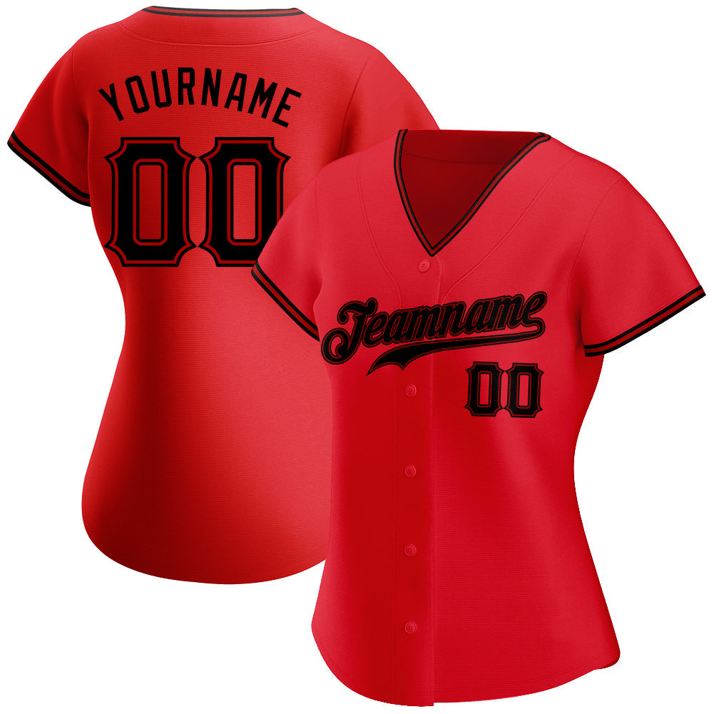 Custom Red Black Authentic Softball Jersey