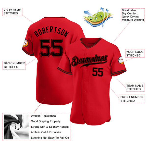 Custom Red Black Authentic Softball Jersey