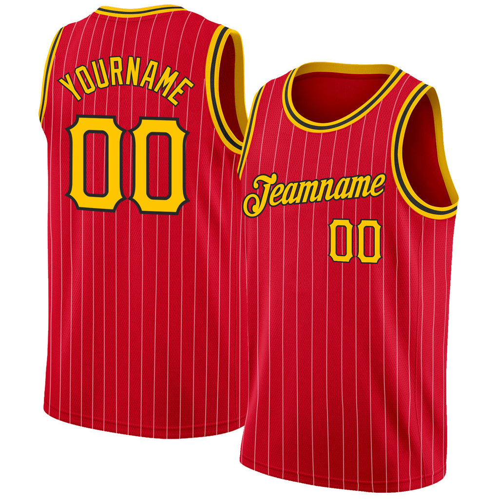 Cheap Custom Light Blue Red Pinstripe Red-Gold Authentic Basketball Jersey  Free Shipping – CustomJerseysPro