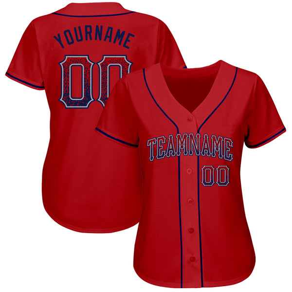 Custom Red Navy-Gray Authentic Drift Fashion Baseball Jersey