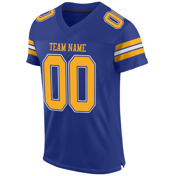 Custom Royal Gold-White Mesh Authentic Football Jersey