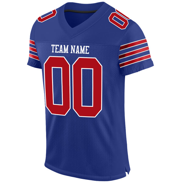 Custom Royal Red-White Mesh Authentic Football Jersey