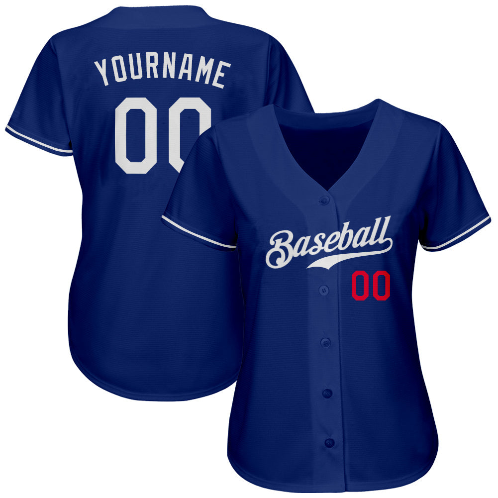 Custom Royal White-Red Authentic Softball Jersey