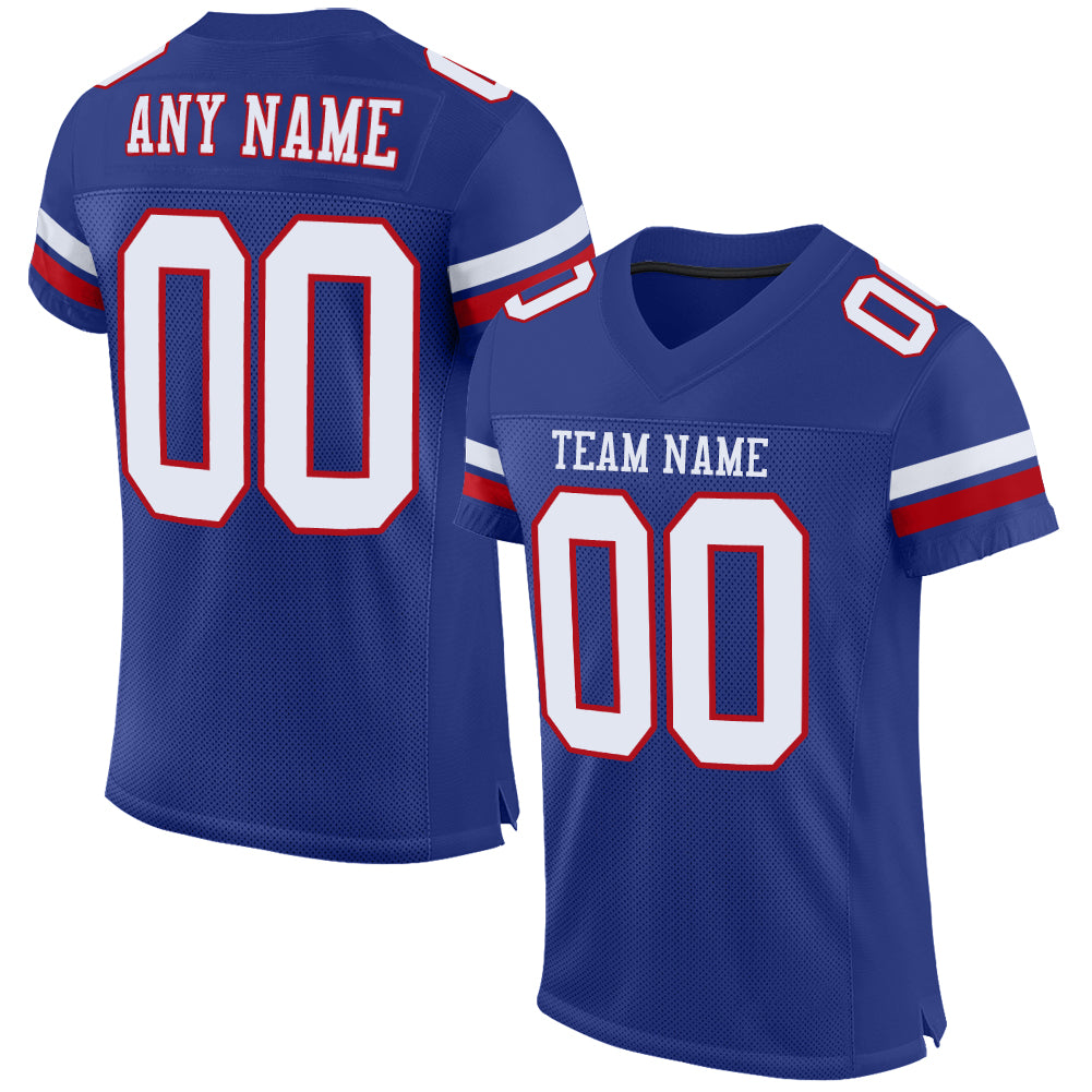 Custom Royal White-Red Mesh Authentic Football Jersey